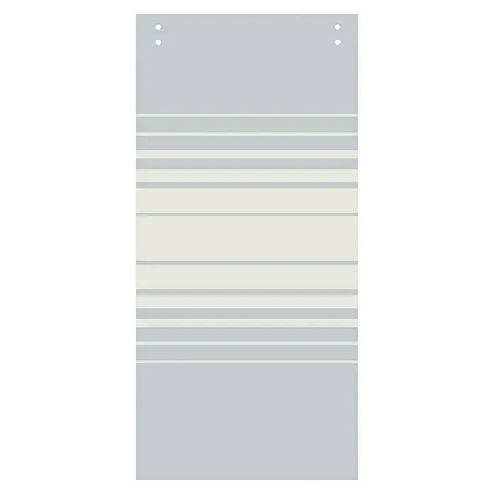 Puerta corredera de vidrio con herrajes Naoko - 75 x 210 cm, Vidrio templado, Herraje tubular - Persiana moderna de rayas en tonos grises y blancos con un diseño minimalista para el control de la luz y la privacidad.