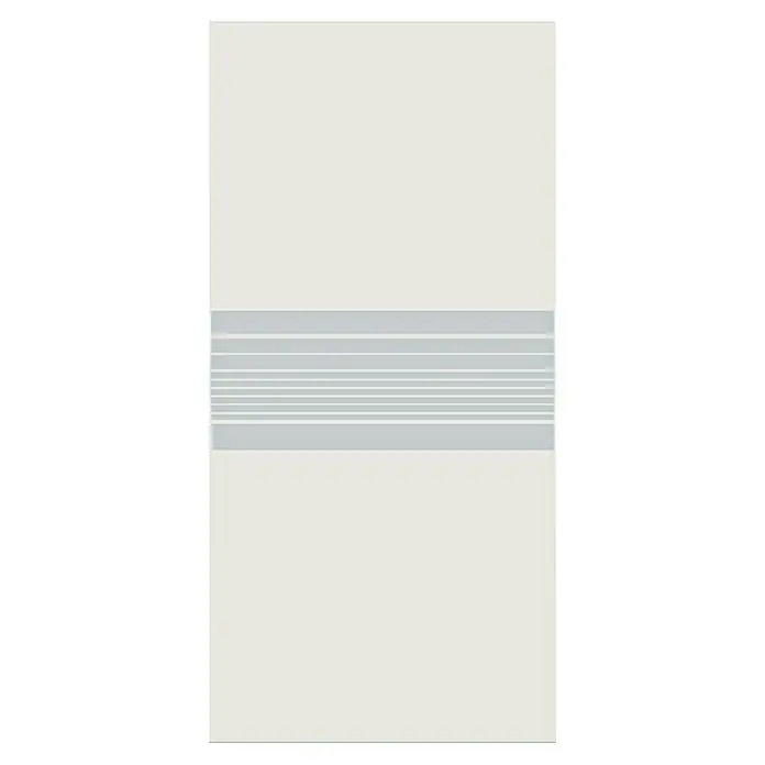 Puerta corredera de vidrio Akiro - 85 x 210 cm, Vidrio templado, Herraje oculto - Primer plano de una persiana enrollable moderna de rayas horizontales que regula la luz y la privacidad.\n