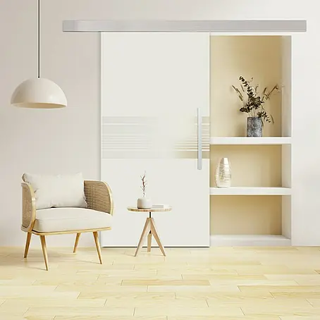 Puerta corredera de vidrio con herrajes Akiro
