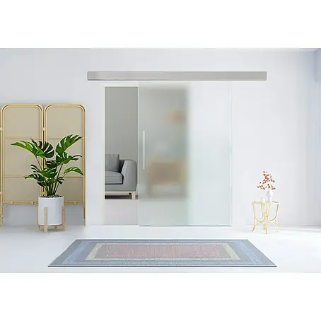Puerta corredera de vidrio con herrajes Hiro