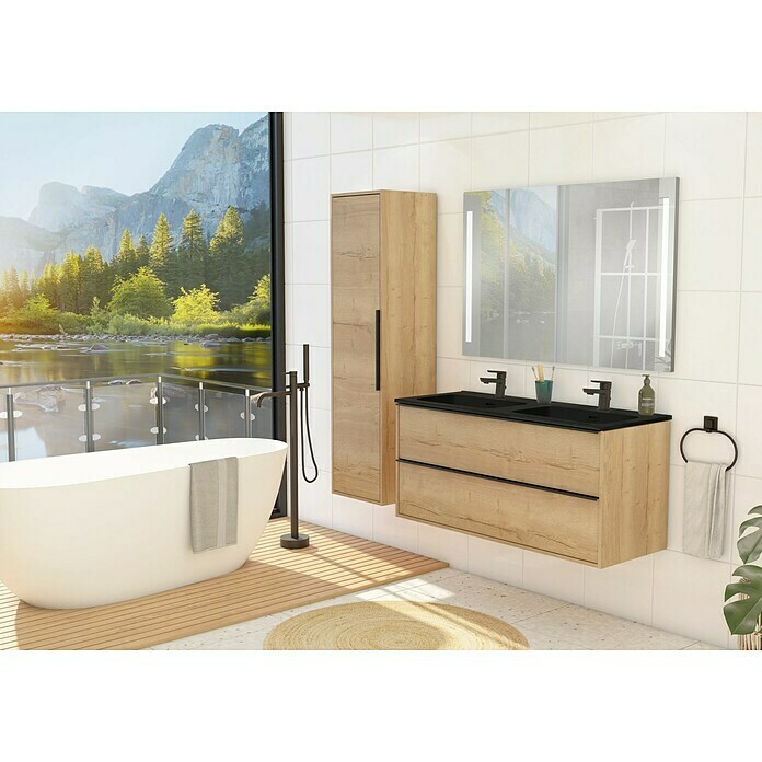 Allibert Wastafelonderkast Border dubbele sifonuitsparing (l x b x h: 46 x 120 x 55 cm, Eik Halifax Natuur) | BAUHAUS