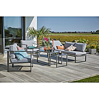 Sunfun Maja Slim Loungemöbel-Set (5 -tlg., Aluminium/Polyesterfaser, Anthrazit/Grau)