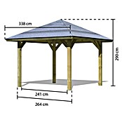 Karibu Pavillon Bergen 1 (338 x 338 cm, Schiefergrau, Natur)