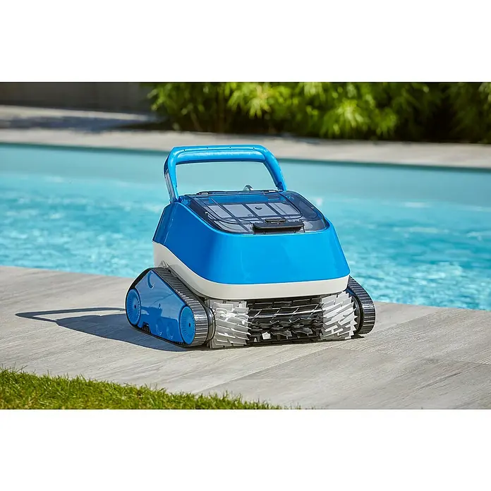 Malibu Poolroboter WB 4.0 - Netzbetrieben, Passend für: Pools bis 10 x 5 m, Filterleistung: 14 m³/h - Dieser blaue Poolroboter ist ein fortschrittliches Reinigungsgerät. Er bietet eine effiziente und gründliche Reinigung für Ihren Pool.