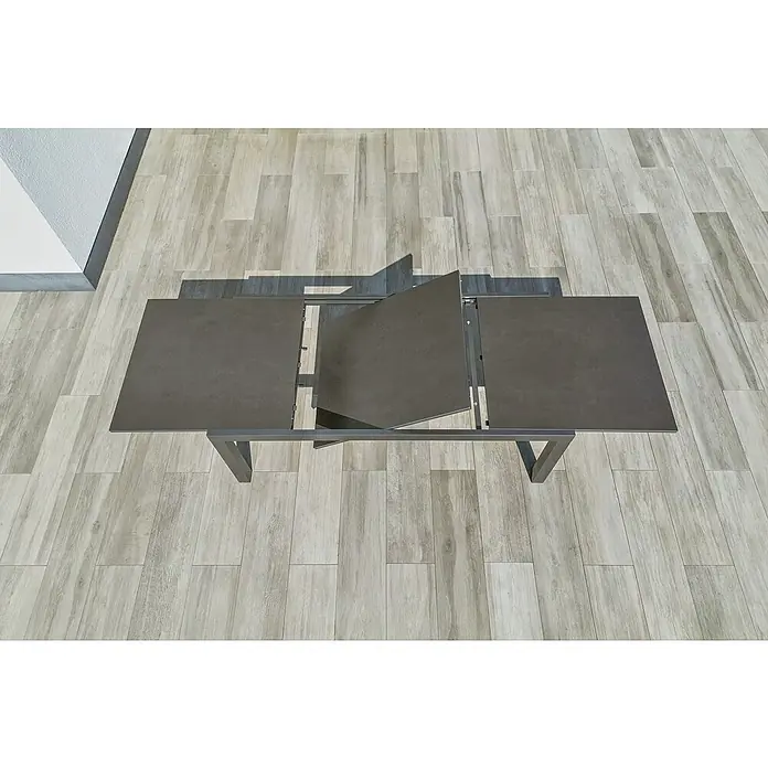 Sunfun Maja Gartentisch Stone - L x B x H: 300 x 100 x 74 cm, Aluminium, Sintered Stone, Ausziehbar, Night-Grey - Ausziehbarer Esstisch mit grauer Tischplatte und Metallgestell, ideal für moderne Essbereiche.