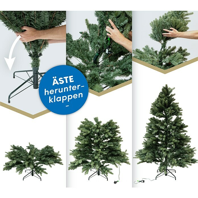 Künstlicher Weihnachtsbaum Vermont (Höhe: 180 cm, Grün, LED-Beleuchtung) | BAUHAUS