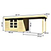Karibu Gartenhaus Askola (L x B: 217 x 557 cm, Wandstärke: 19 mm, Flachdach, Natur, Mit Anbau)