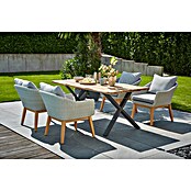 Sunfun Paula Gartenmöbel-Set XL (6 -tlg., Baumkante/X-Gestell, Teak/Edelstahl/Polyrattan/Aluminium, Teak/Grau/Naturbraun) | BAUHAUS