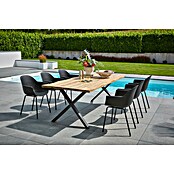 Sunfun Gartenmöbel-Set My (8 -tlg., Baumkante/X-Gestell, Teak/Edelstahl/Kunststoff, Teak/Grau/Schwarz) | BAUHAUS