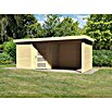 Karibu Gartenhaus Schwandorf 5 (548 x 262 cm, Wandstärke: 19 mm, Flachdach, Ausführung: Mit Anbau, Seiten- & Rückwand, Natur)