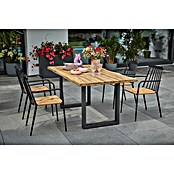 Sunfun Gartenmöbel-Set Eva (6 -tlg., Baumkante/U-Gestell, Teak/Edelstahl/Rattan, Teak/Grau/Naturbraun) | BAUHAUS