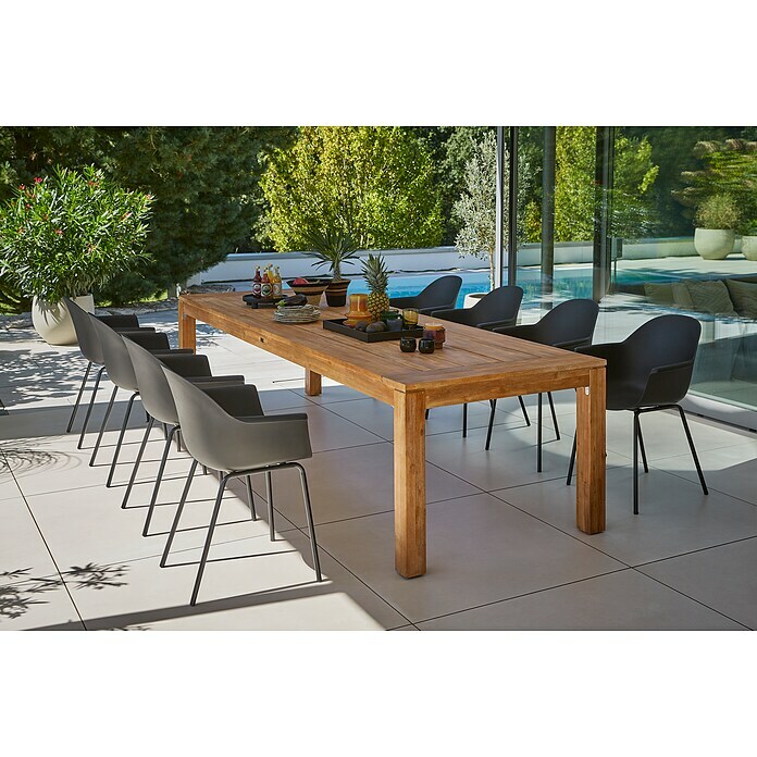 Sunfun Gartenmöbel-Set Laura/My (9 -tlg., Akazie/Metall/Kunststoff, Braun/Schwarz)