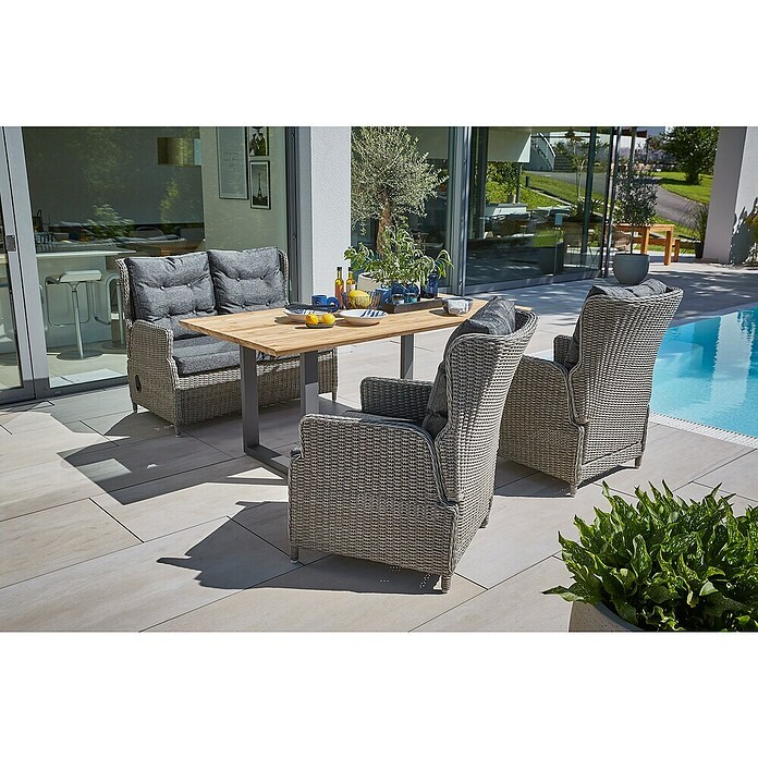 Sunfun Pauline Geflechtsofa (B x T x H: 114 x 81 x 101 cm, Polyrattan, Bambusgrau) | BAUHAUS