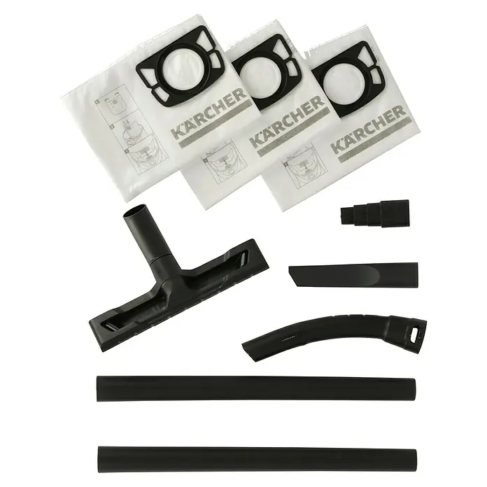 Kärcher Elektro-Nass- & Trockensauger WD 3 P V-17/4/20 Extension1.000 W, 17 l, 9 -tlg. - Staubsaugerzubehör-Set von Kärcher mit Filterbeuteln, Düsen und Rohren für vielseitige Reinigungsanwendungen im Haushalt.