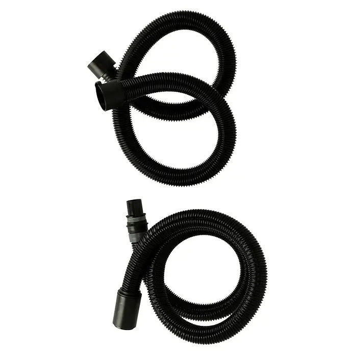 Kärcher Elektro-Nass- & Trockensauger WD 3 P V-17/4/20 Extension - 1.000 W, 17 l, 9 -tlg. - Abbildung eines schwarzen, flexiblen Staubsaugerschlauchs mit gerippter Textur und Anschlüssen an beiden Enden.