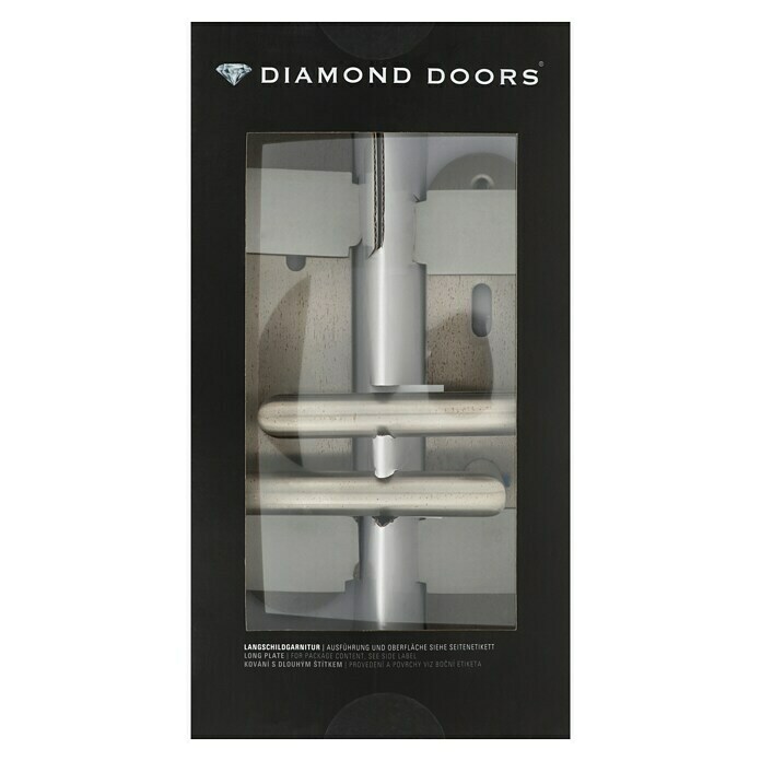 Diamond Doors Modern Zimmertürgarnitur Alaska (Edelstahl, Matt, Türstärke: 40 - 45 mm, Langschild)