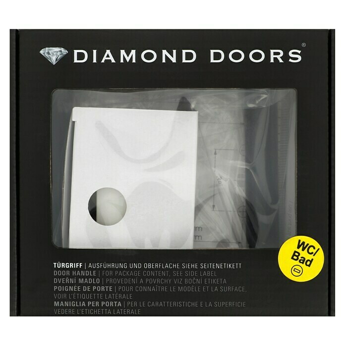 Diamond Doors Modern WC-Türgarnitur L-Form (Türstärke: 40 - 45 mm, Lochung: Schlitzkopf/Olive SK/OL, Metall, Form Drücker: L-Form)