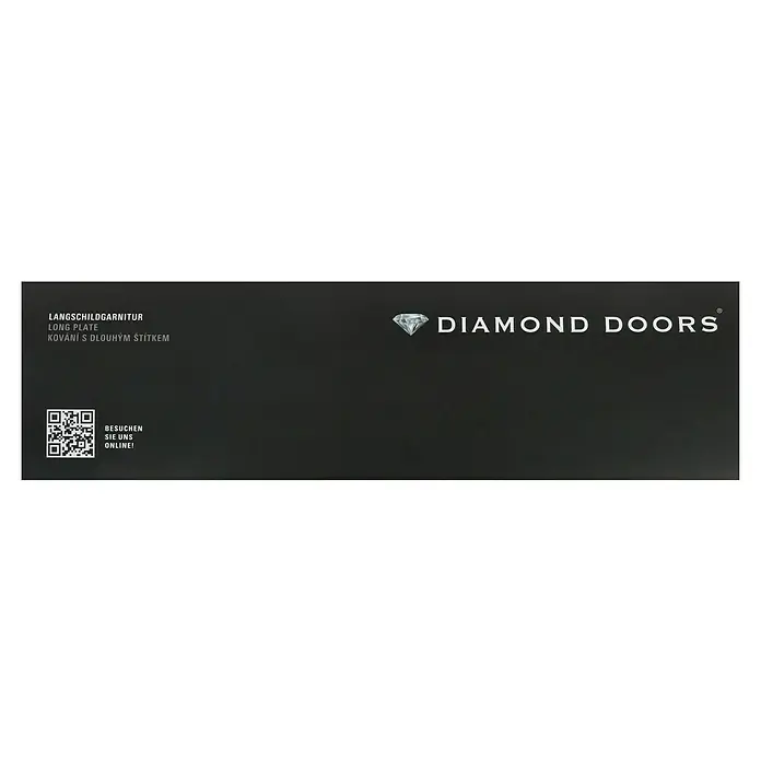 Diamond Doors Creative Drückergarnitur Louisiana - Stärke Tür: 38 mm - 45 mm, Edelstahl, L-Form, Buntbart - Produktabbildung für Langschildgarnituren von Diamond Doors, präsentiert mit QR-Code für Online-Besuch.