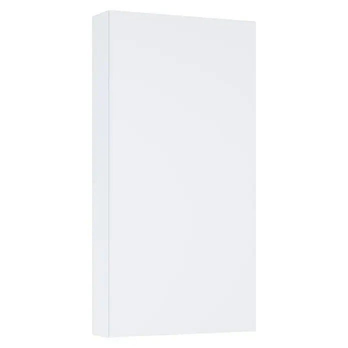 Riva Hängeschrank Compact/Vulcano - 40 x 12,6 x 80 cm, Weiß - Eine hochformatige, weiße und glatte Oberfläche, die an eine Leinwand oder ein Paneel erinnert und eine schlichte Eleganz ausstrahlt.