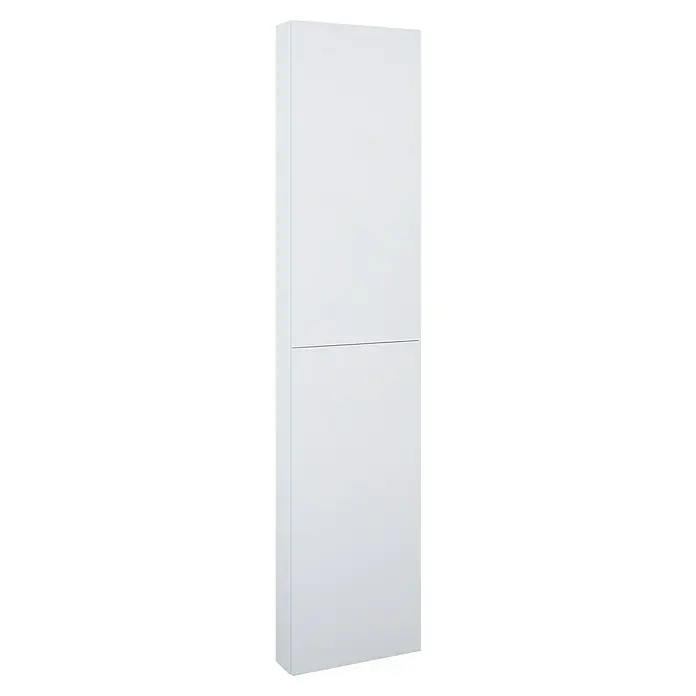 Riva Hochschrank Compact/Vulcano - 40 x 12,6 x 180 cm, Weiß - Ein minimalistischer, weißer Hochschrank mit zwei Fächern, ideal für moderne Einrichtungen und platzsparende Aufbewahrungslösungen.