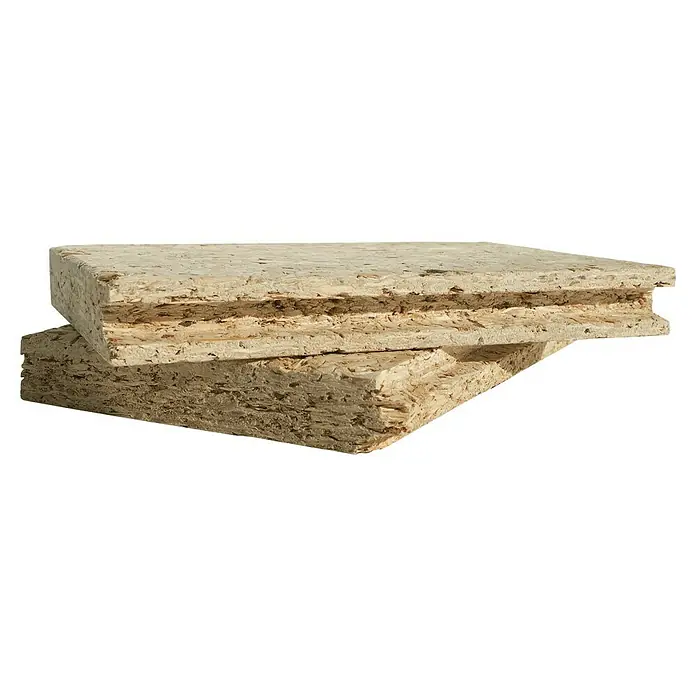elka ESB-Platte Plus - 2.580 x 675 x 15 mm, Geschliffen - Nahaufnahme von zwei Dämmplatten aus Holzfasern, die übereinander liegen und die Textur des Materials zeigen.