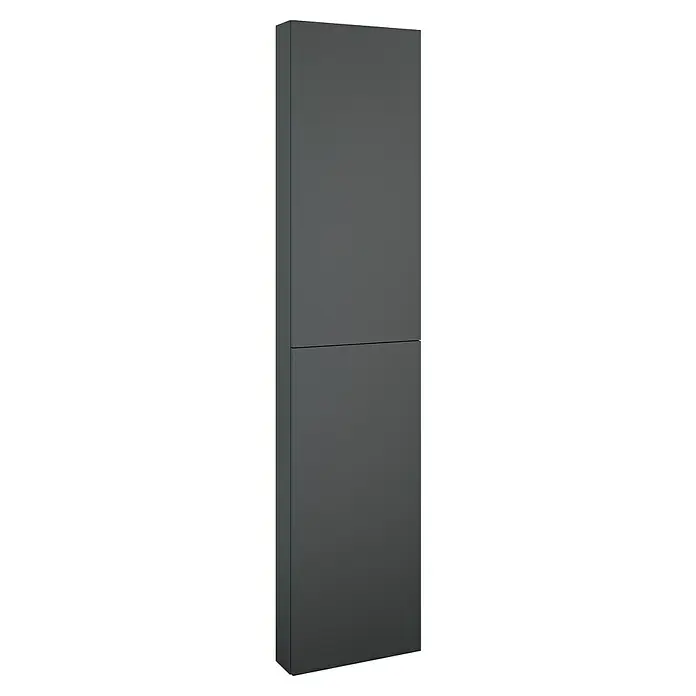 Riva Compact Hochschrank - 40 x 12,6 x 180 cm, Anthrazit - Dunkelgrauer, schmaler Hochschrank mit zwei Türen. Das schlichte Design passt gut in moderne Badezimmer oder Flure und bietet Stauraum.