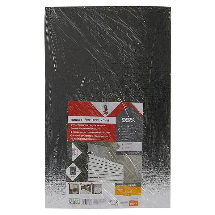 Nmc Heizkörper-Dämmung Heizkörperreflex-Platte noma®reflex Ultra 7mm800 x 500 x 7 mm, 3 Stk. - Abgebildete Heizkörper-Reflexionsfolie von Noma Reflex Ultra, 7 mm dick zur effizienten Wärmereflektion und Energieeinsparung im Haushalt.