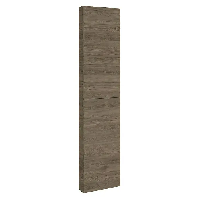 Riva Compact Hochschrank - 40 x 12,6 x 180 cm, Dunkle Hickory Eiche - Hochformatiger Holzschrank in rustikaler Optik. Der Schrank besticht durch seine natürliche Holzmaserung und die schlichte, moderne Form.