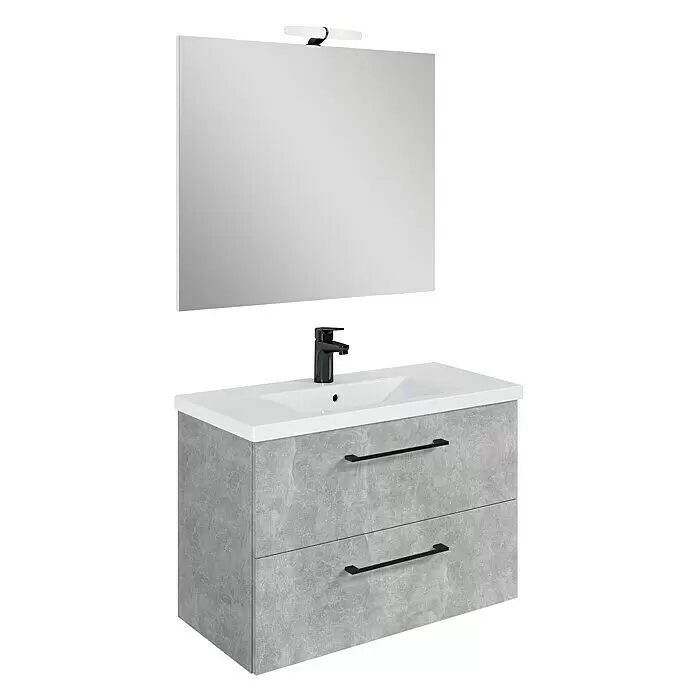 Riva Compact Badmöbel-Set81,7 cm, Beton-Optik