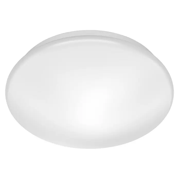 Philips LED-Sockelleuchte Moire - 17 W, Weiß - Nahaufnahme einer modernen, runden Deckenleuchte in Weiß, ideal für minimalistische Inneneinrichtungen.