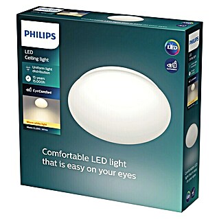 Philips LED-Deckenleuchte rund Moire (10 W, Ø x H: 24 x 5 cm, Weiß, Warmweiß)