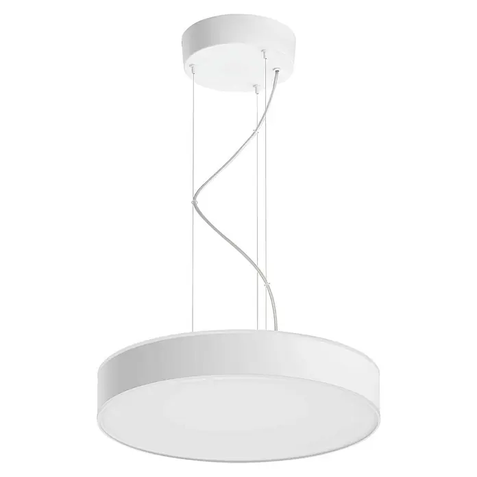 Philips Hue LED-Pendelleuchte rund Enrave - 33,5 W, 47 x 47 x 20,9 cm, Weiß, Warmweiß - Moderne LED-Hängeleuchte mit rundem Design, ideal für stilvolle Innenräume. Elegante Beleuchtungslösung in Weiß.