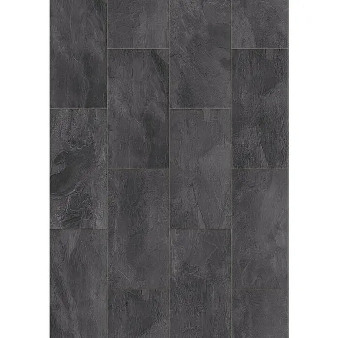LOGOCLIC Ceramico Laminat - Pearl Grey, Fliese, 638 x 330 x 8 mm - Dunkelgraue Schieferfliesen mit natürlicher Textur, ideal für moderne Bodenbeläge und Wandverkleidungen. Robustes und stilvolles Design.