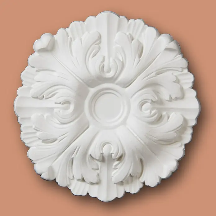 Nmc Decoflair Rosette M61 - Durchmesser: 22,5 cm, Hochverdichteter Polyurethanschaum (PU), Weiß, 1 Stk. - Weiße Stuckrosette für die Decke als dekoratives Element. Die Rosette hat ein florales Muster und eine runde Form für klassische Innenräume.