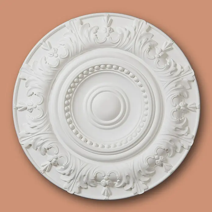 Nmc Decoflair Rosette M67 - Durchmesser: 50 cm, Hochverdichteter Polyurethanschaum (PU), Weiß, 1 Stk. - Elegante Deckenrosette aus Stuck mit floralen Verzierungen. Die Rosette ist weiß und hat ein klassisches Design. Perfekt für stilvolle Innenräume.