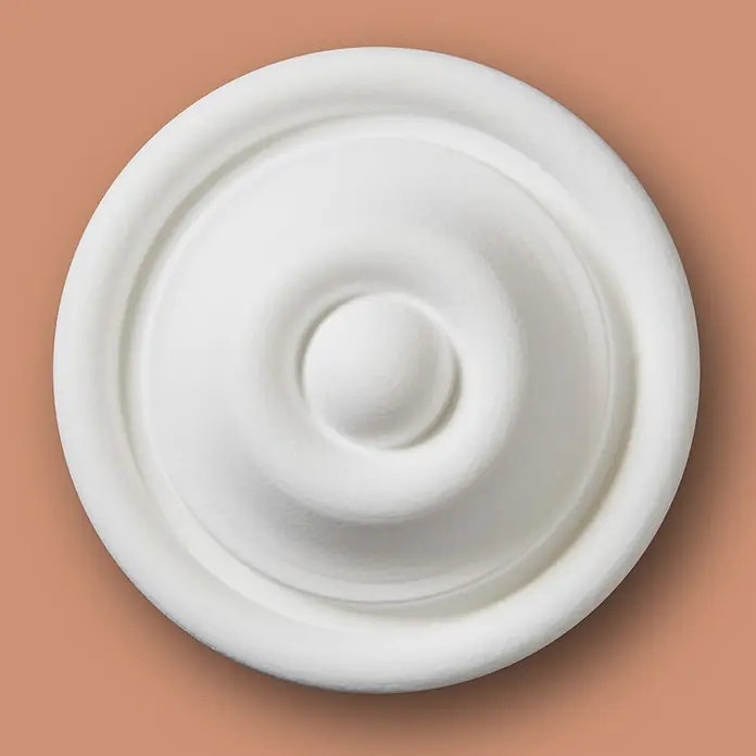 Nmc Decoflair Rosette M60 - Durchmesser: 80 mm, Hochverdichteter Polyurethanschaum (PU), Weiß, 2 Stk. - Ein weißer, runder Deckenaufsatz mit einem erhabenen, konzentrischen Design. Perfekt für eine elegante Raumgestaltung.