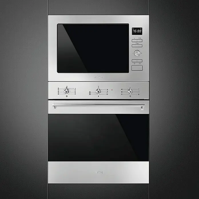 Smeg Horno empotrado SF6381X - Número de tipos de calentamiento: 6 ud., Volumen horno: 70 l - Horno empotrable Smeg con microondas, un diseño moderno y elegante para tu cocina con funciones prácticas.