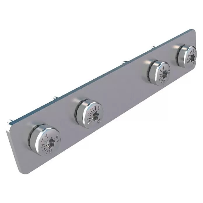 HS Terra Systec Profilverbinder high - 10 Stk., Passend für: HS Terra Systec Alu-Unterkonstruktion - Silberne Metallleiste mit vier silbernen Schrauben mit sternförmigem Antrieb.