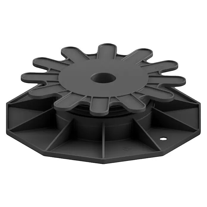 HS Terra Terrassenlager Xpert - 1 Stk., Höhenverstellung: 3,5 cm - 5 cm - Dunkelgraues, verstellbares Kunststoff-Stelzlager mit sternförmigem Kopf für Terrassen und Gehwege.