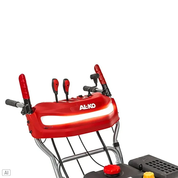 AL-KO SnowLine Benzin-Schneefräse 620.4 E III LED - 6,2 kW, 302 cm³, Arbeitsbreite: 60 cm - Detailaufnahme einer AL-KO Schneefräse mit rotem Bedienfeld und Griffen, ideal für die Schneeräumung im Winter.