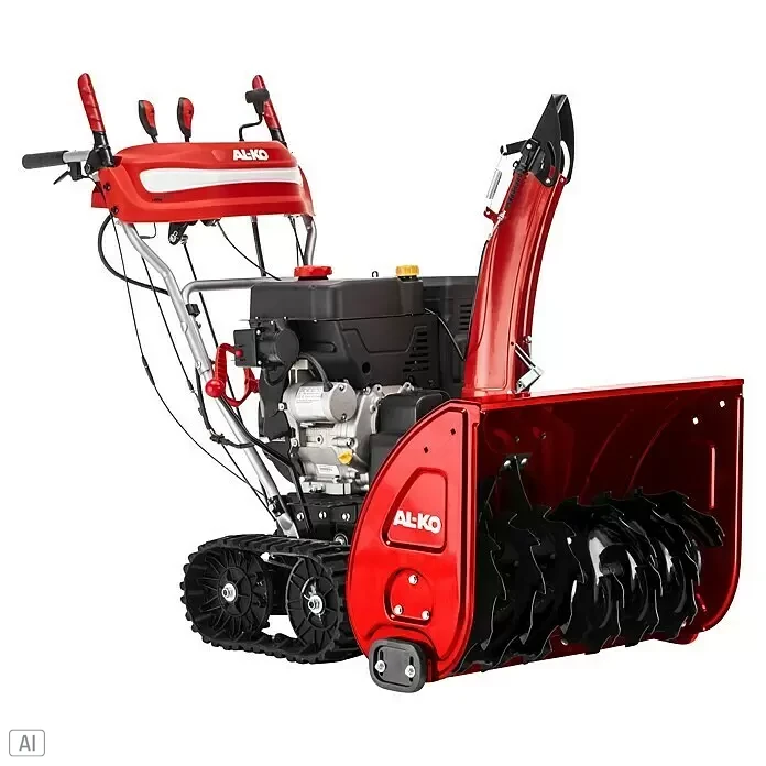 AL-KO SnowLine Benzin-Schneefräse 760.4 TE LED - 9 kW, 420 cm³, Arbeitsbreite: 76 cm - Rote und schwarze Schneefräse mit Raupenantrieb, großer Fräse und Auswurfkanal.