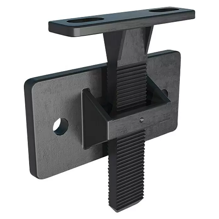 HS Terra Rasterverbinder GriDeck - 10 Stk., Passend für: HS Terra Befestigungsclip, HS Terra DiviDeck, HS Terra Groove Stick - Dunkelgrauer Kunststoff-Möbelverbinder mit Gewindeverstellmechanismus.