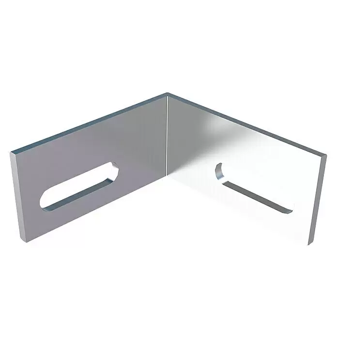 HS Terra Systec Winkelverbinder high - 10 Stk., 40 x 20 x 40 mm - Silberner L-förmiger Metallwinkel mit zwei Langloch-Befestigungsbohrungen.
