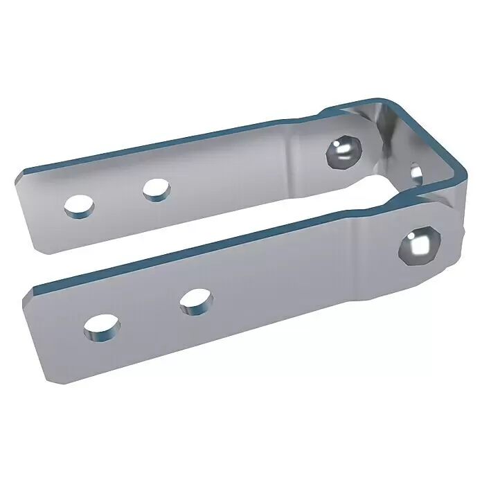 HS Terra Systec Gelenkverbinder 90° - 4 Stk., Passend für: HS Terra Systec Alu-Unterkonstruktion - Silberne U-förmige Metallhalterung mit Befestigungslöchern und Gelenkbolzen.