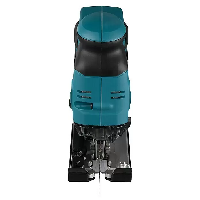 Makita LXT 18V Akku-Pendelhubstichsäge DJV181RTJ - 18 V, Li-Ionen, 2 Akkus, 800 /min - 3.500 /min - Türkise und schwarze Stichsäge mit sichtbarem Sägeblatt.
