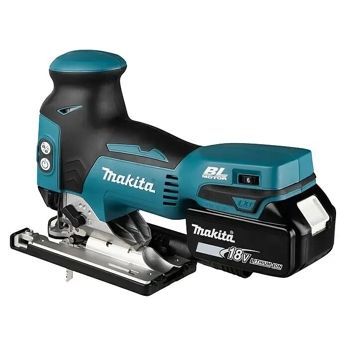Makita LXT 18V Akku-Pendelhubstichsäge DJV181RTJ - 18 V, Li-Ionen, 2 Akkus, 800 /min - 3.500 /min - Türkis-schwarze Makita Akku-Stichsäge mit BL Motor und 18V LXT Lithium-Ion Akku, ausgestattet mit Geschwindigkeitsregelung.