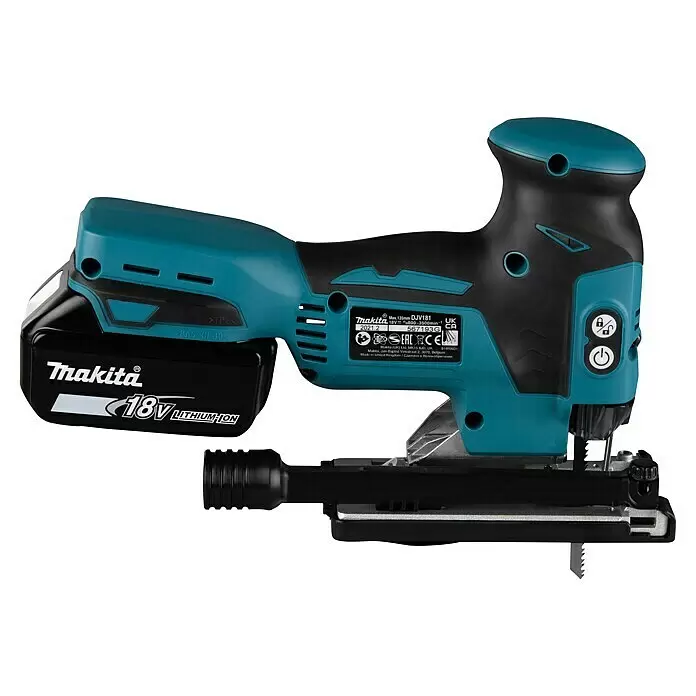 Makita LXT 18V Akku-Pendelhubstichsäge DJV181RTJ - 18 V, Li-Ionen, 2 Akkus, 800 /min - 3.500 /min - Makita Akku-Stichsäge in Türkis und Schwarz, angetrieben von einem 18V Lithium-Ionen-Akku.