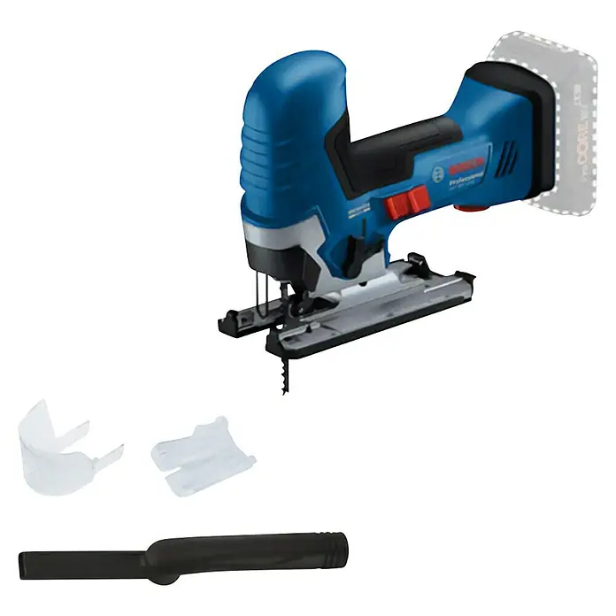 Bosch Professional AMPShare 18V Sierra de calar de batería GST 18V-125 S - 18 V, Sin batería, Número de carreras marcha en vacío: 500 /min - 3.500 /min - Sierra de calar a batería GST 18V-155 SC de Bosch Professional con accesorios para cortes precisos en diversos materiales.