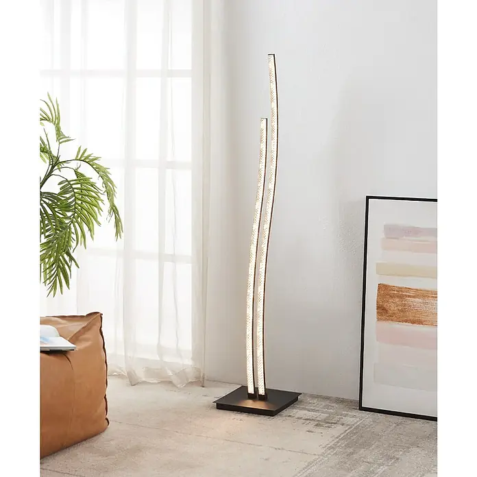 Eglo Lejias Lámpara de pie LED - 16 W, Altura: 123 cm, Negro, Blanco cálido - Elegante lámpara de pie LED con un diseño moderno. Los elementos de iluminación delgados proporcionan una luz indirecta agradable en la habitación.