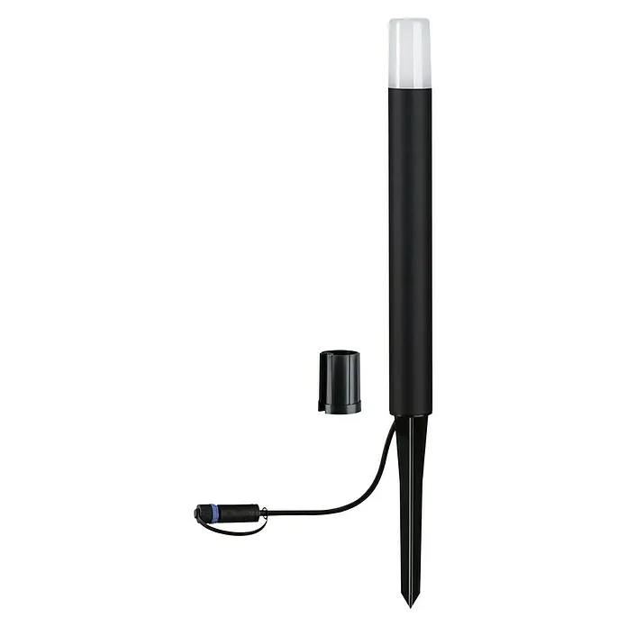 Paulmann Plug & Shine LED-Wegeleuchte Flarea - Schwarz, Höhe: 40 cm, Warmweiß - Gartenleuchte mit Erdspieß und Verbindungskabel. Die schwarze Leuchte hat einen weißen Diffusor und ist für den Außenbereich geeignet.